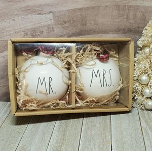 Rae Dunn Mr. & Mrs. Christmas Ornaments New in Box